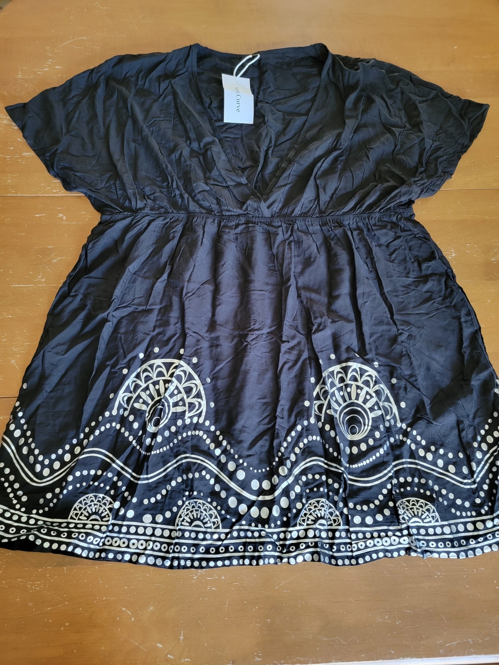 *SALE 2/$20* Black Elastic Waistband V-Neck Swim Cover Up Dress